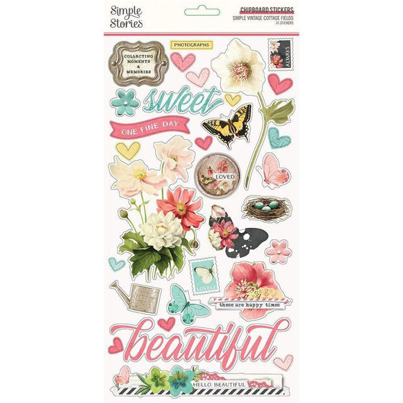 Scrapbooking  Simple Vintage Cottage Fields Chipboard Stickers 6