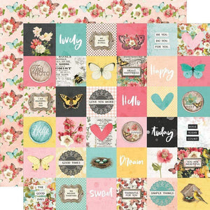 Scrapbooking  Simple Vintage Cottage Fields Double-Sided Cardstock 12"X12" - 2x2 Elements Paper 12x12