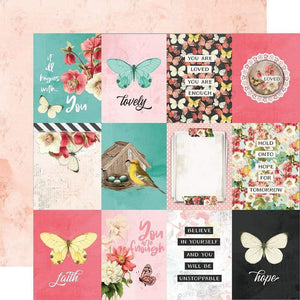 Scrapbooking  Simple Vintage Cottage Fields Double-Sided Cardstock 12"X12" - 3x4 Elements Paper 12x12