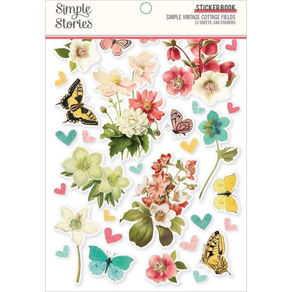 Scrapbooking  Simple Vintage Cottage Fields Sticker Book 12/Sheets , 648/Pkg Paper 12x12