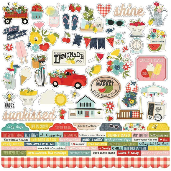 Scrapbooking  Summer Farmhouse Cardstock Stickers 12