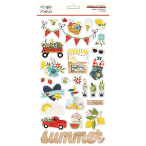 Scrapbooking  Summer Farmhouse Chipboard Stickers 6"X12" Paper 12x12