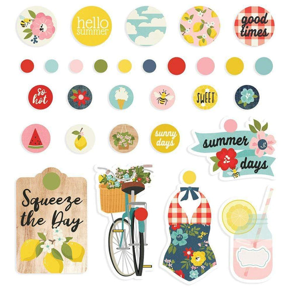 Scrapbooking  Summer Farmhouse Decorative Brads 30/Pkg Paper 12x12