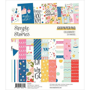 Scrapbooking  Simple Stories Double-Sided Paper Pad 6"X8" 24/Pkg Celebrate! Paper Pad
