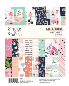 Scrapbooking  Simple Stories Double-Sided Paper Pad 6"X8" 24/Pkg Happy Hearts paper pad