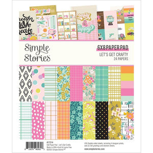 Scrapbooking  Simple Stories Double-Sided Paper Pad 6"X8" 24/Pkg Let's Get Crafty Paper Pad