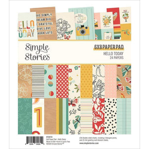 Scrapbooking  Simple Stories Hello Today Double-Sided Paper Pad 6"X8" 24/Pkg Paper Pad