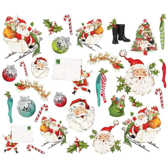 Scrapbooking  Simple Vintage North Pole Bits & Pieces Die-Cuts 31/Pkg Santa Paper Pad