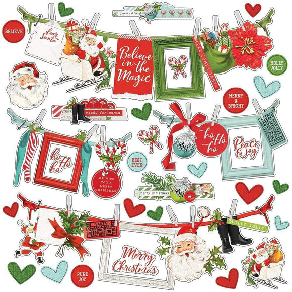 Scrapbooking  Simple Vintage North Pole Cardstock Stickers 12