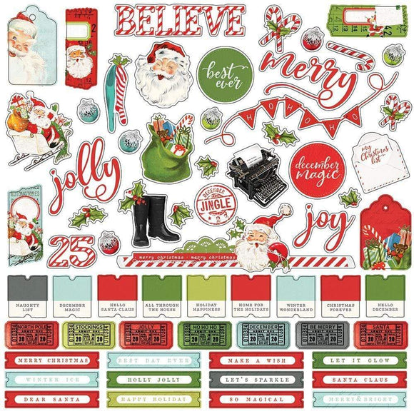 Scrapbooking  Simple Vintage North Pole Cardstock Stickers 12