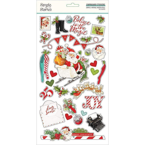 Scrapbooking  Simple Vintage North Pole Chipboard Stickers 6