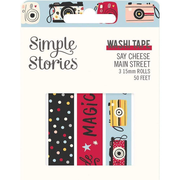 Scrapbooking  Simple Stories Say Cheese Main Street Washi Tape 3/Pkg Puffy Stickers
