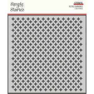 Scrapbooking  Simple Stories Family Fun Stencil 6"X6" Retro Diamonds Stencil