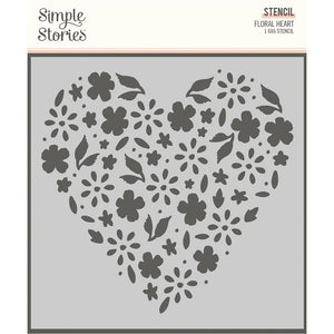 Scrapbooking  Simple Stories Happy Hearts Stencil 6"X6" Floral Heart stencil