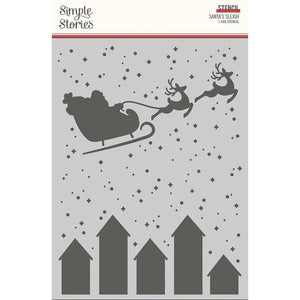Scrapbooking  Simple Stories Hearth & Holiday Stencil 6"X8" Santa's Sleigh Stencil