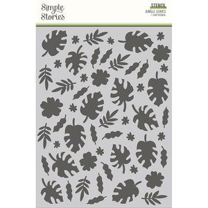 Scrapbooking  Simple Stories Into The Wild Stencil 6"X8" Jungle Leaves stickers