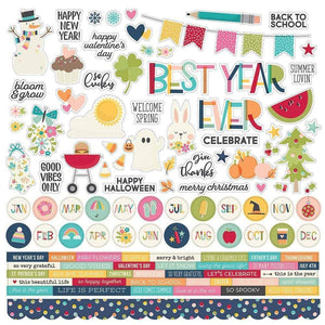 Scrapbooking  Best Year Ever Cardstock Stickers 12"X12" Combo stickers
