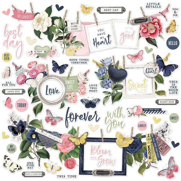 Scrapbooking  ***COMING SOON - Simple Vintage Indigo Garden Cardstock Stickers 12