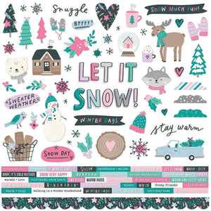 Scrapbooking  Feelin' Frosty Cardstock Stickers 12"X12" Combo stickers