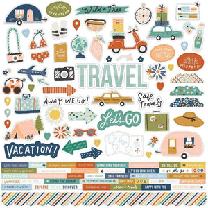 Scrapbooking  Safe Travels Cardstock Stickers 12"X12" Combo stickers