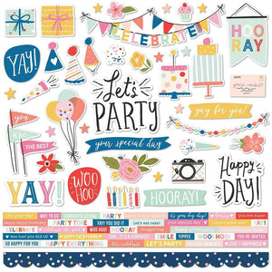 Scrapbooking  Simple Stories Celebrate! Cardstock Stickers 12"X12" Combo stickers