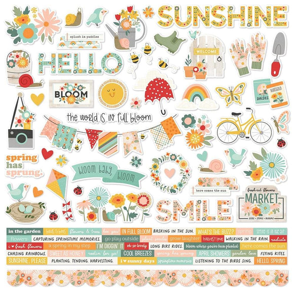 Scrapbooking  Simple Stories Full Bloom Cardstock Stickers 12