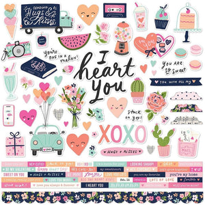 Scrapbooking  Simple Stories Happy Hearts Cardstock Stickers 12"X12" Combo stickers