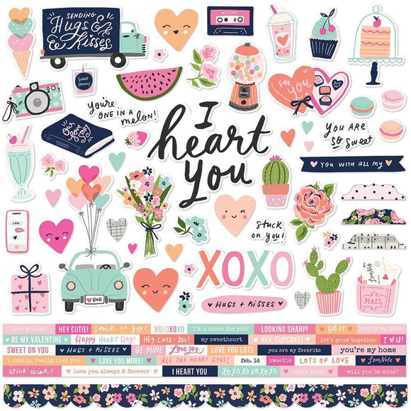 Scrapbooking  Simple Stories Happy Hearts Cardstock Stickers 12