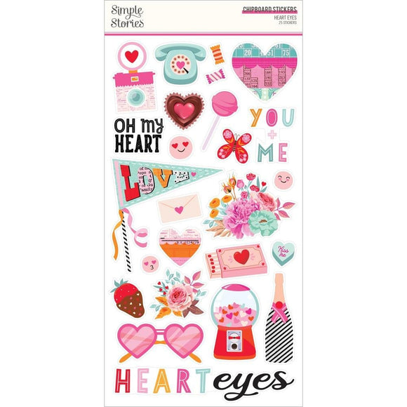 Scrapbooking  Simple Stories Heart Eyes Chipboard Stickers 6