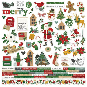 Scrapbooking  Simple Stories Hearth & Holiday Cardstock Stickers 12"X12" Combo stickers