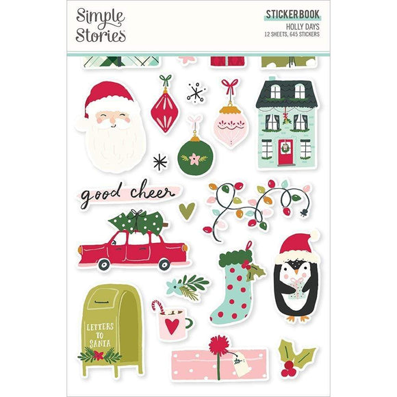 Scrapbooking  Simple Stories Holly Days Sticker Book 12/Sheets , 645/Pkg stickers