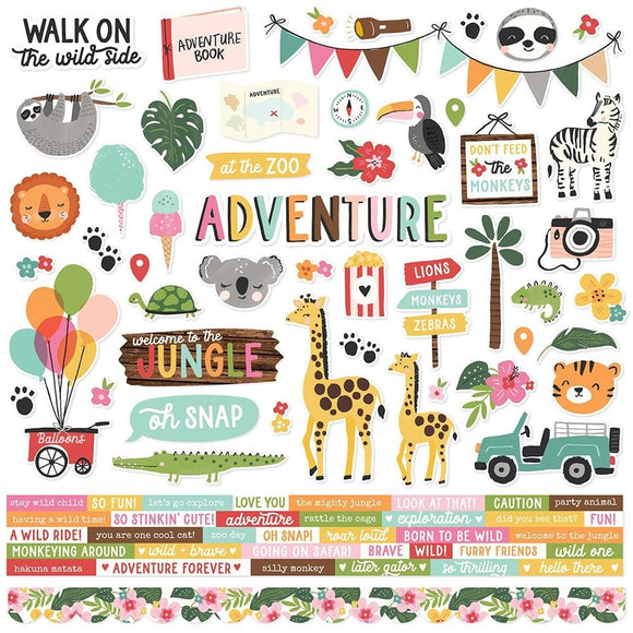 Scrapbooking  Simple Stories Into The Wild Cardstock Stickers 12