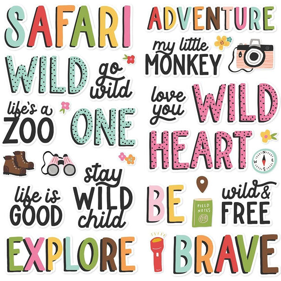 Scrapbooking  Simple Stories Into The Wild Foam Stickers 28/Pkg stickers