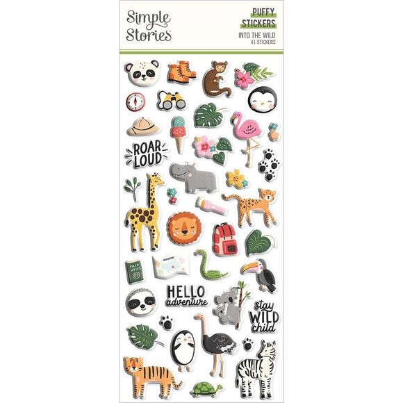 Scrapbooking  Simple Stories Into The Wild Puffy Stickers 41/Pkg stickers