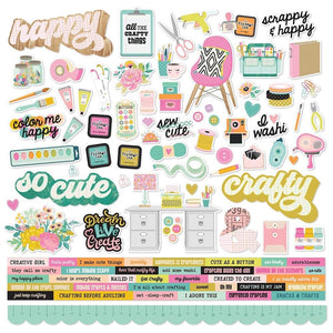 Scrapbooking  Simple Stories Let's Get Crafty Cardstock Stickers 12"X12" Combo stickers