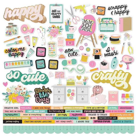 Scrapbooking  Simple Stories Let's Get Crafty Cardstock Stickers 12