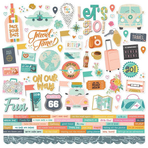 Scrapbooking  Simple Stories Let's Go! Cardstock Stickers 12"X12" Combo stickers