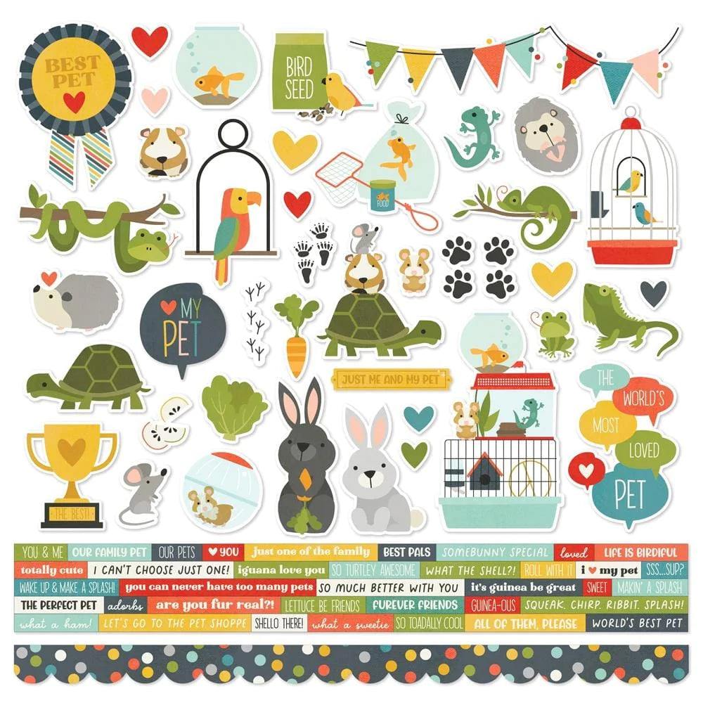 Simple Stories Pet Shoppe Cardstock Stickers 12