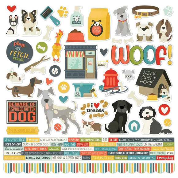 Scrapbooking  Simple Stories Pet Shoppe Dog Cardstock Stickers 12