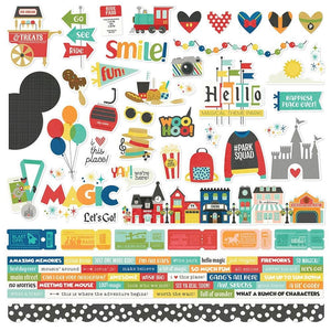 Scrapbooking  Simple Stories Say Cheese At The Park Cardstock Stickers 12"X12" Combo stickers