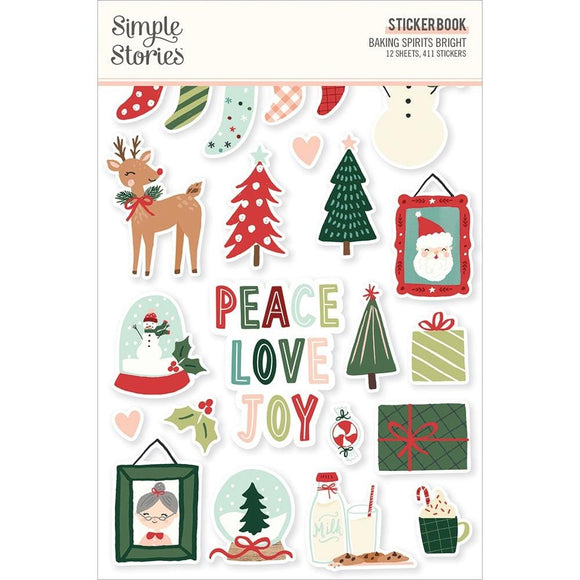 Scrapbooking  Simple Stories Sticker Book 12/Sheets Baking Spirits Bright, 411/Pkg stickers