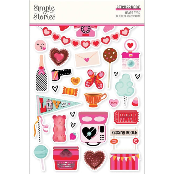 Scrapbooking  Simple Stories Sticker Book 12/Sheets Heart Eyes, 716/Pkg stickers