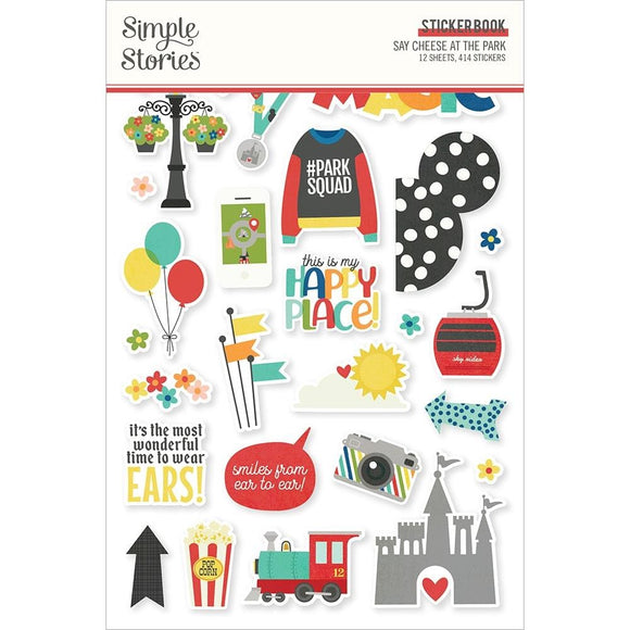 Scrapbooking  Simple Stories Sticker Book 12/Sheets Say Cheese At The Park, 414/Pkg stickers