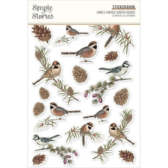 Scrapbooking  Simple Stories Sticker Book 12/Sheets Simple Vintage Winter Woods, 611/Pkg stickers