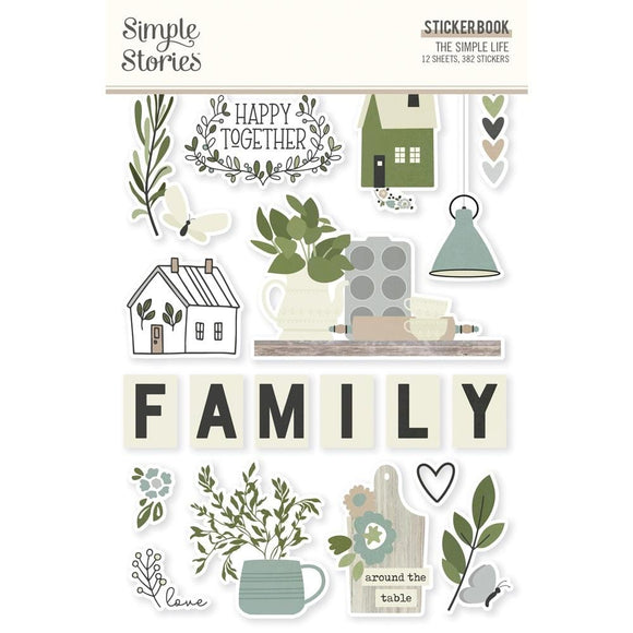 Scrapbooking  Simple Stories Sticker Book 12/Sheets The Simple Life, 382/Pkg Stickers
