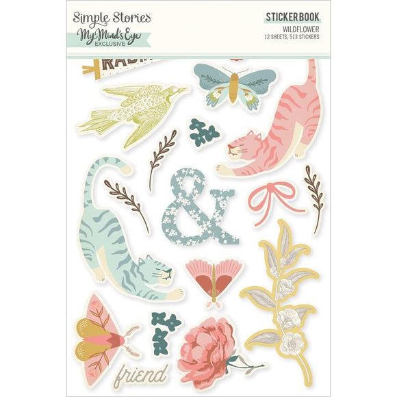 Scrapbooking  Simple Stories Sticker Book 12/Sheets Wildflower, 513/Pkg stickers