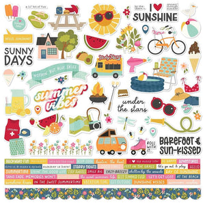 Scrapbooking  Simple Stories Summer Lovin' Cardstock Stickers 12"X12" Combo stickers