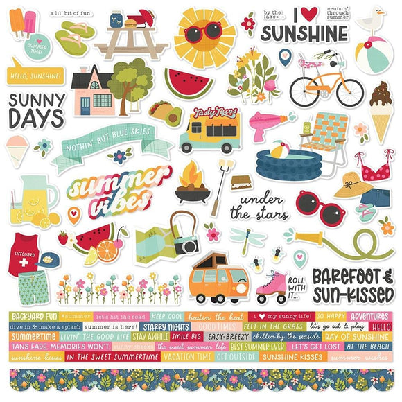 Scrapbooking  Simple Stories Summer Lovin' Cardstock Stickers 12