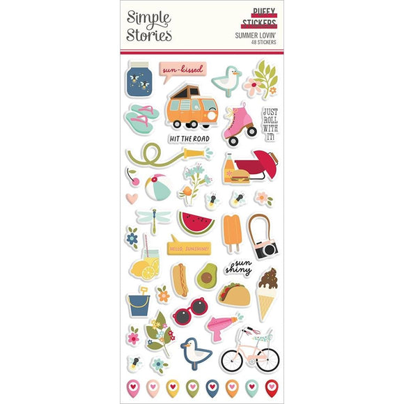 Scrapbooking  Simple Stories Summer Lovin' Puffy Stickers 48/Pkg stickers