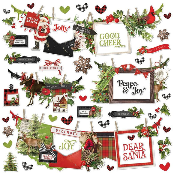 Scrapbooking  Simple Vintage Christmas Lodge Cardstock Stickers 12